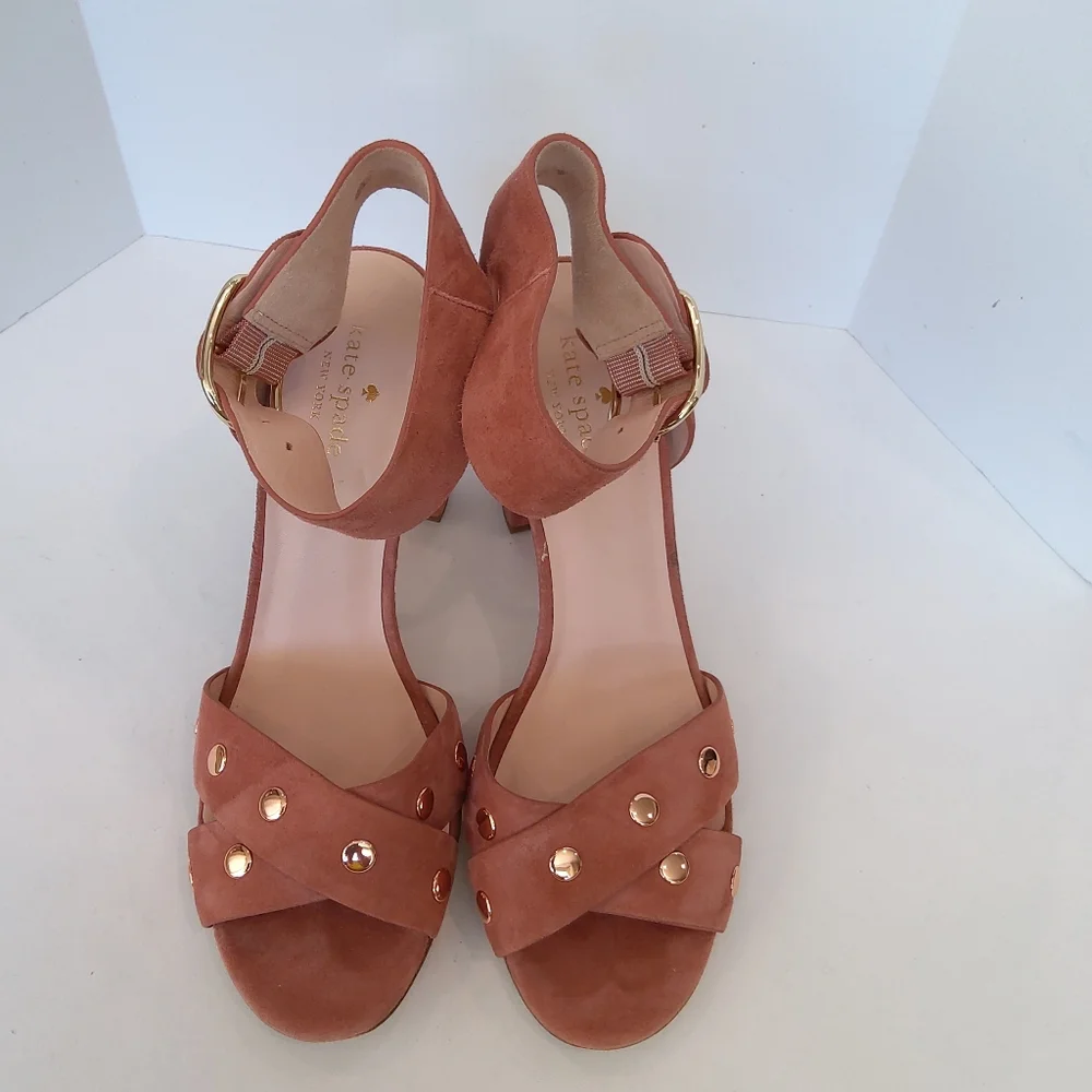 Kate Spade suede leather rose gold heels sandals size 10